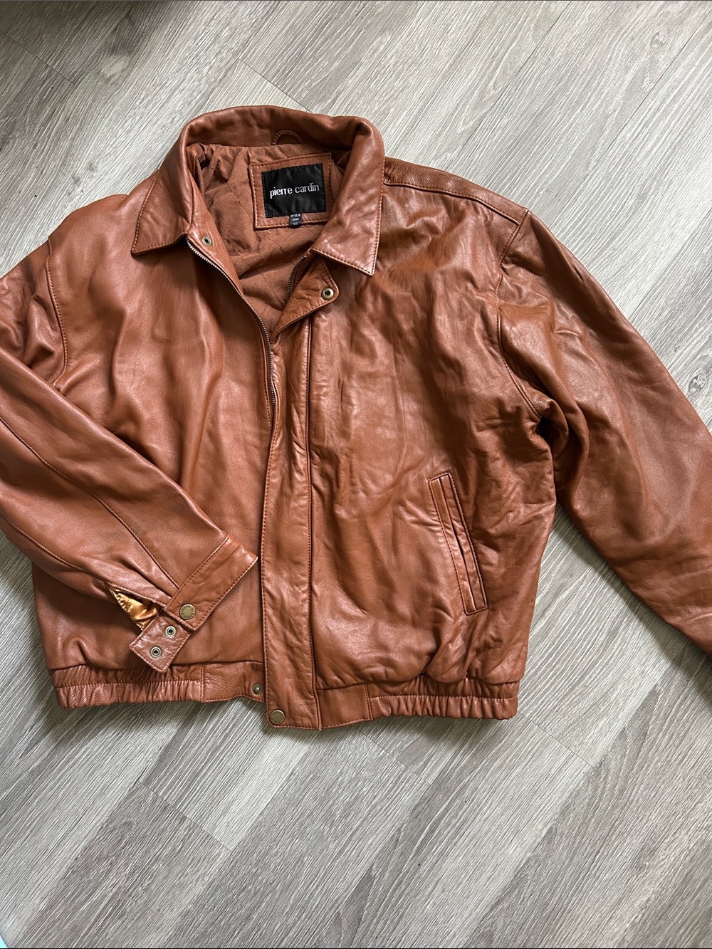 Like-new Men’s Brown Genuine Leather Bomber Jacket